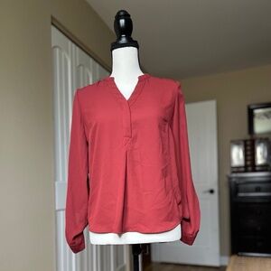 The Limited 1/4 Button Red Blouse